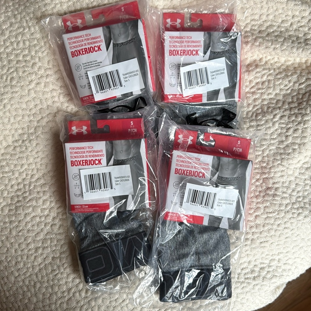 LOT of (4) pairs NEW Under Armour UA Men's 9” Boxerjock Underwear Small Gray